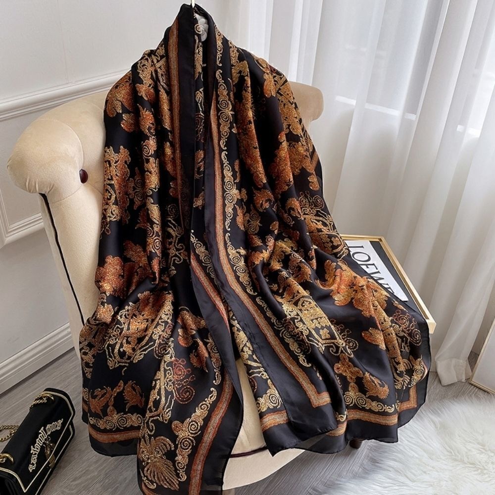 Women Satin Silky Scarf Long Shawl Wrap